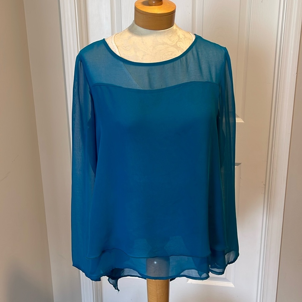 Turquoise chiffon blouse